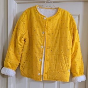Vans Yellow Puffer Jacket with White Fleece Lining